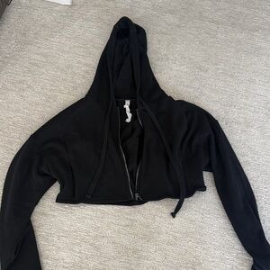 Black Cropped Zip Hoodie Alo